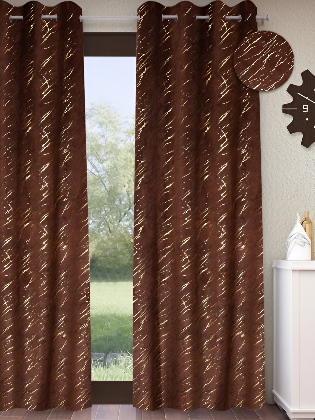 

Home Sizzler Brown & Beige Room Darkening Door Curtain