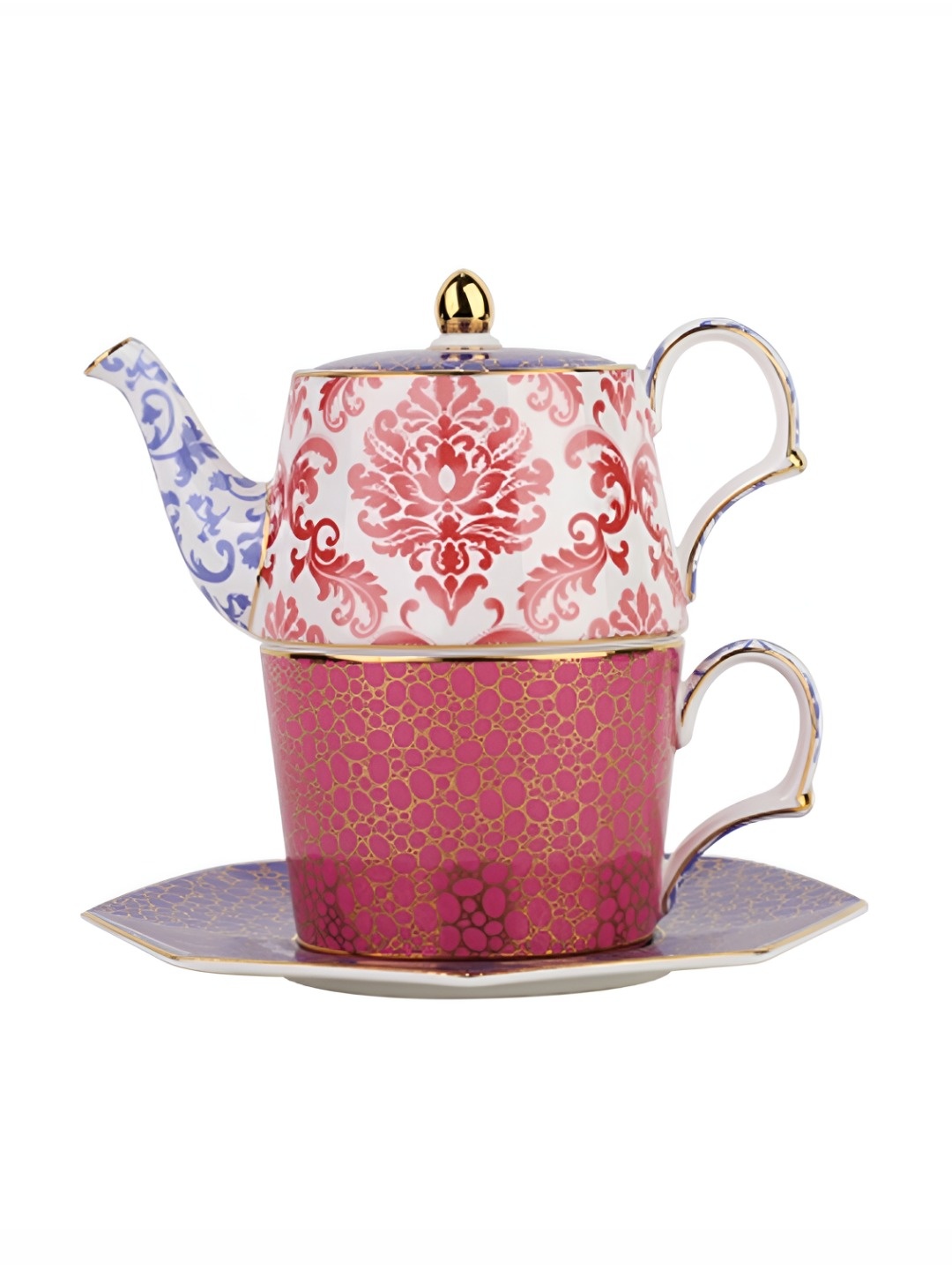 

Izzhaar White & Red Ethnic Motifs Printed Cup & Kettle