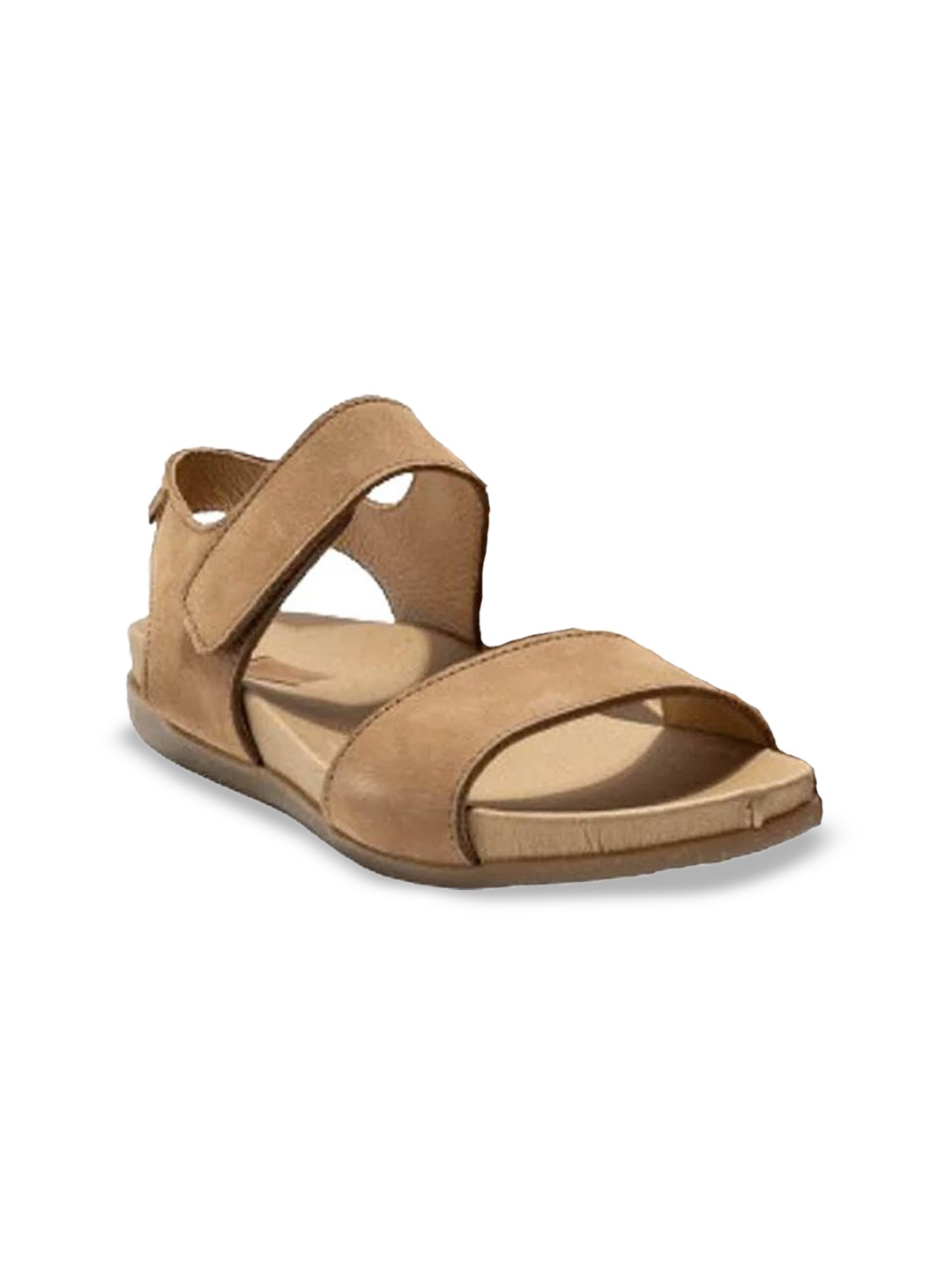 

El Naturalista Women Leather Open Toe Flats, Beige