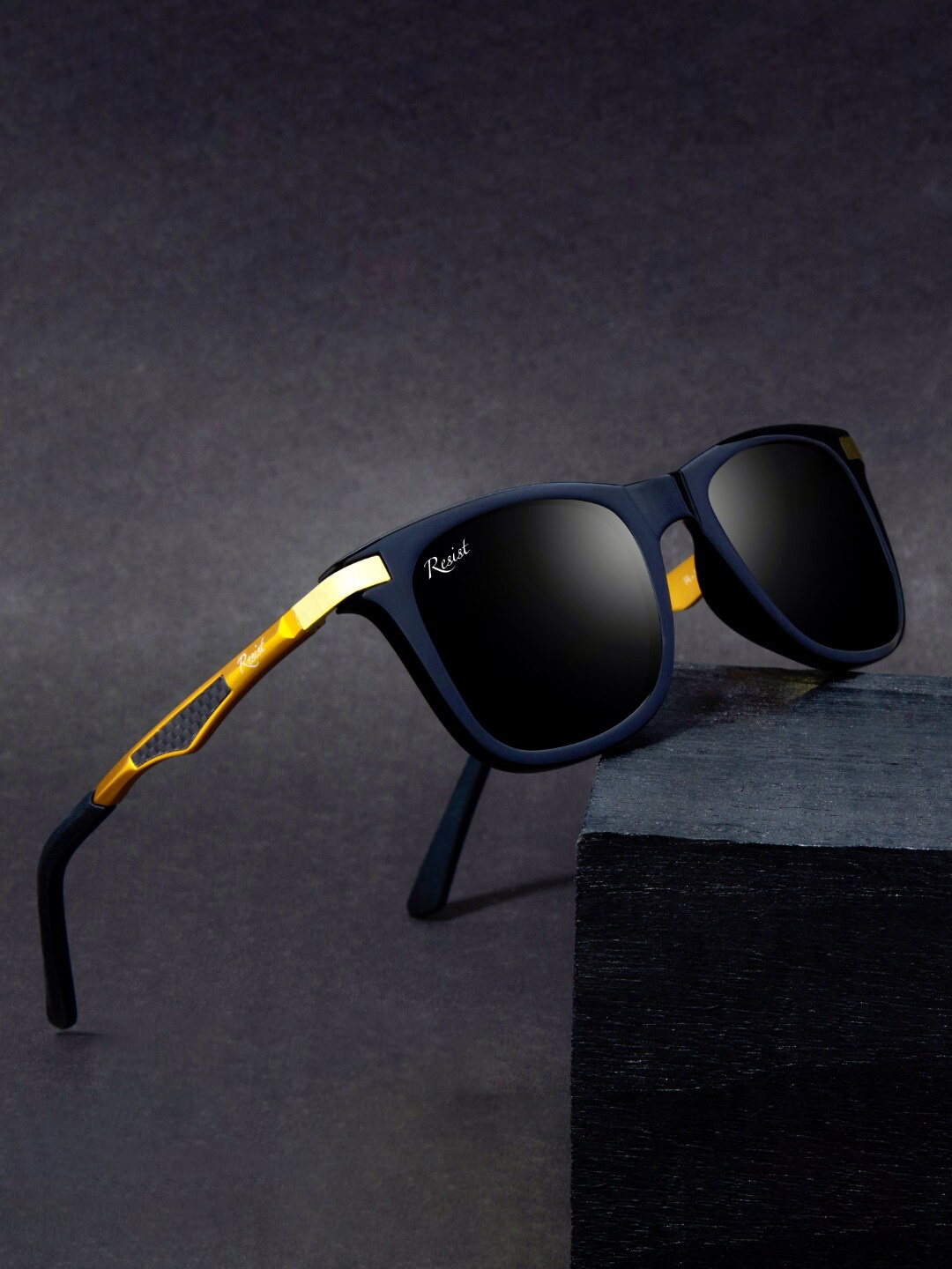 

RESIST EYEWEAR Unisex Wayfarer Sunglasses with UV Protected Lens-MARK GF BLACK2, Black