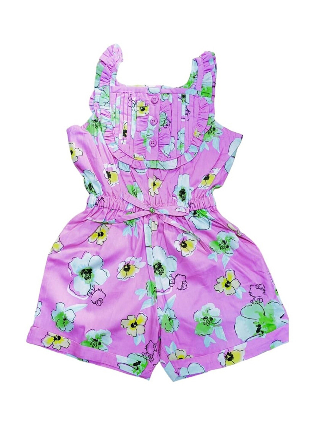 

BAESD Girls Printed with Ruffles Jumpsuit, Pink