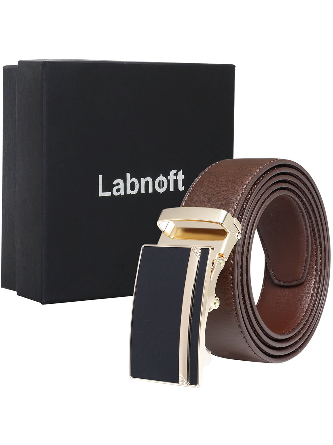 

Labnoft Men Textured PU Formal Belt, Brown