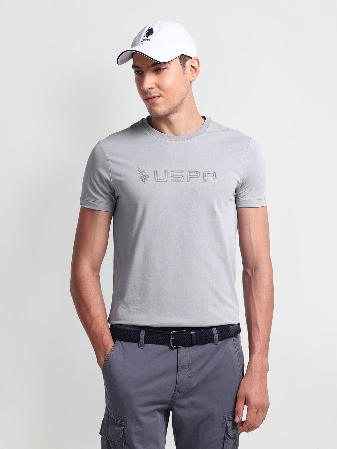 

U.S. Polo Assn. Denim Co. Typography Applique Short Sleeves Slim Fit T-shirt, Grey
