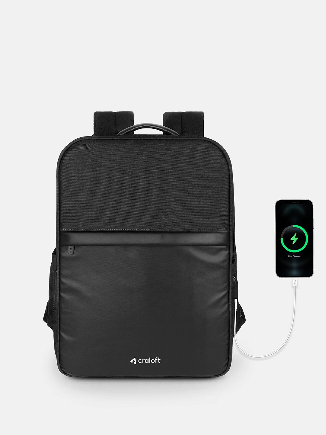 

Craloft Unisex Laptop Backpack with USB & Rain Cover, Black