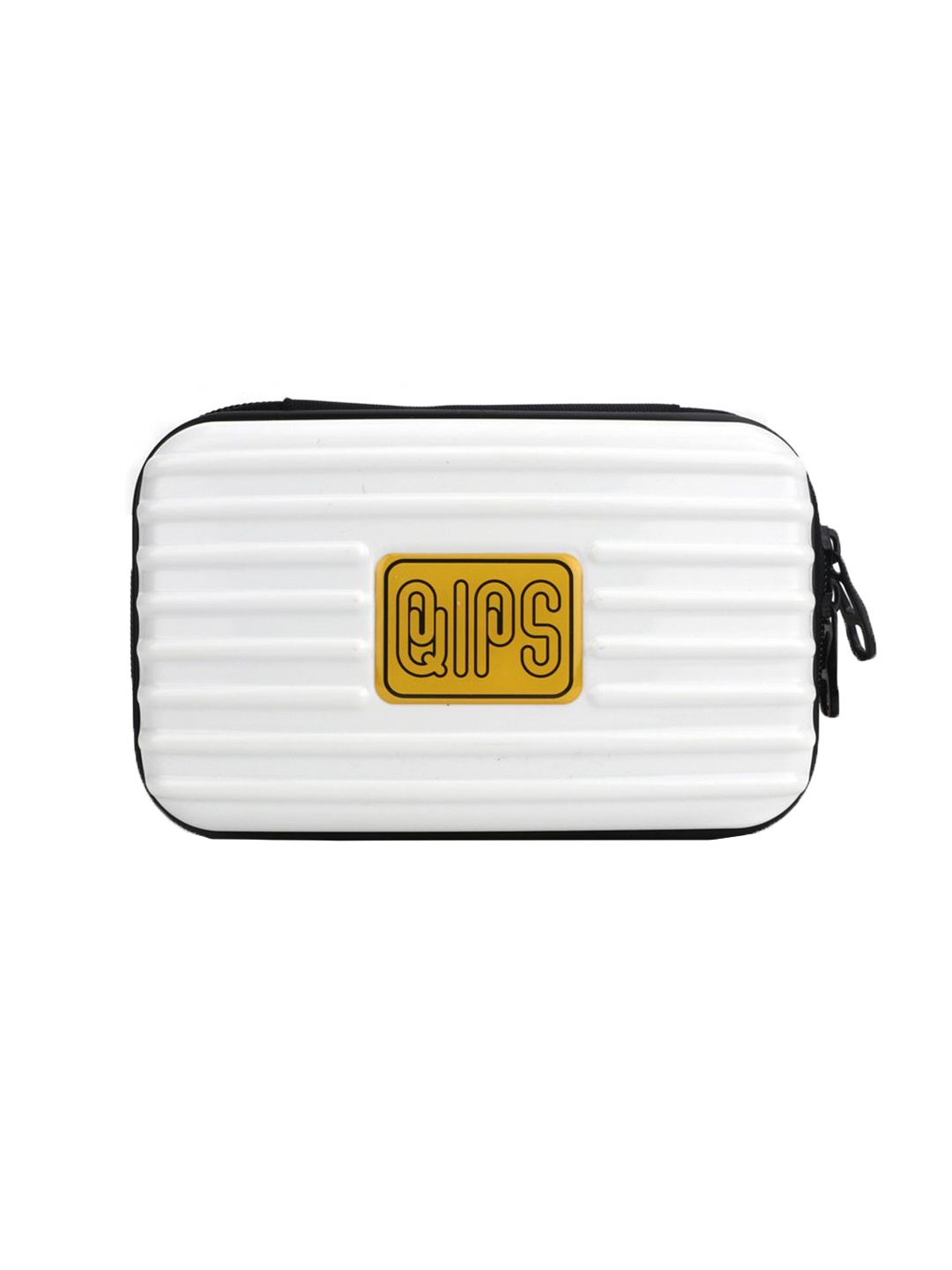 

QIPS Striped Compact Pouch Travel Accessory, White