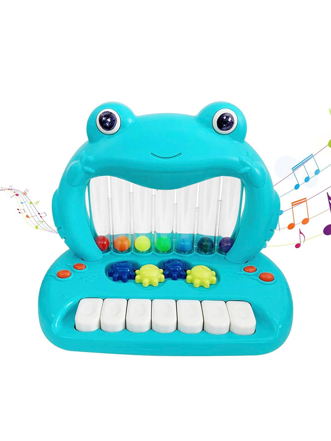 

Kidology Kids Cartoon Frog Blowing Balls Electronic Piano Toys, Blue