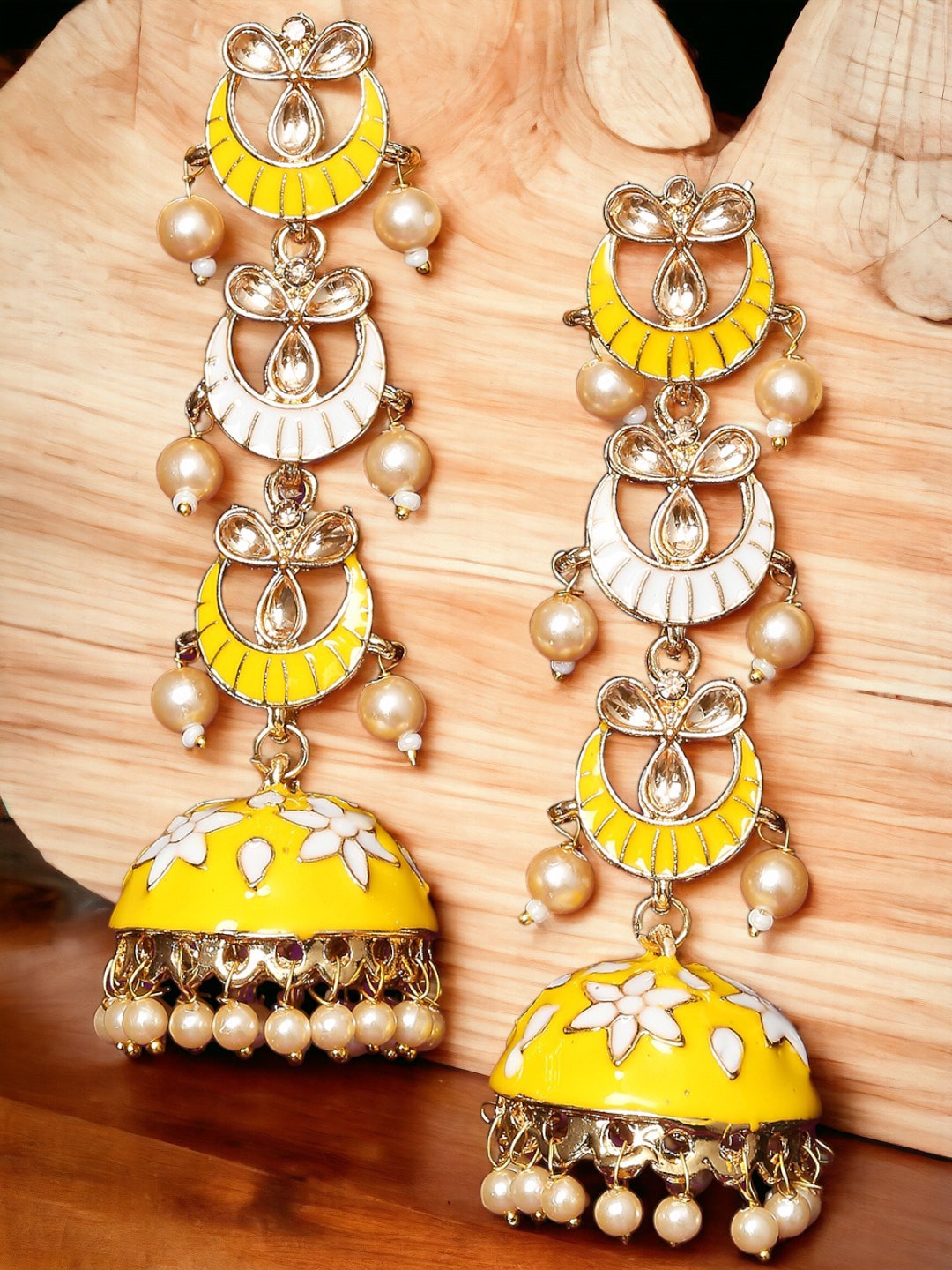 

OOMPH Floral Jhumkas Earrings, Yellow
