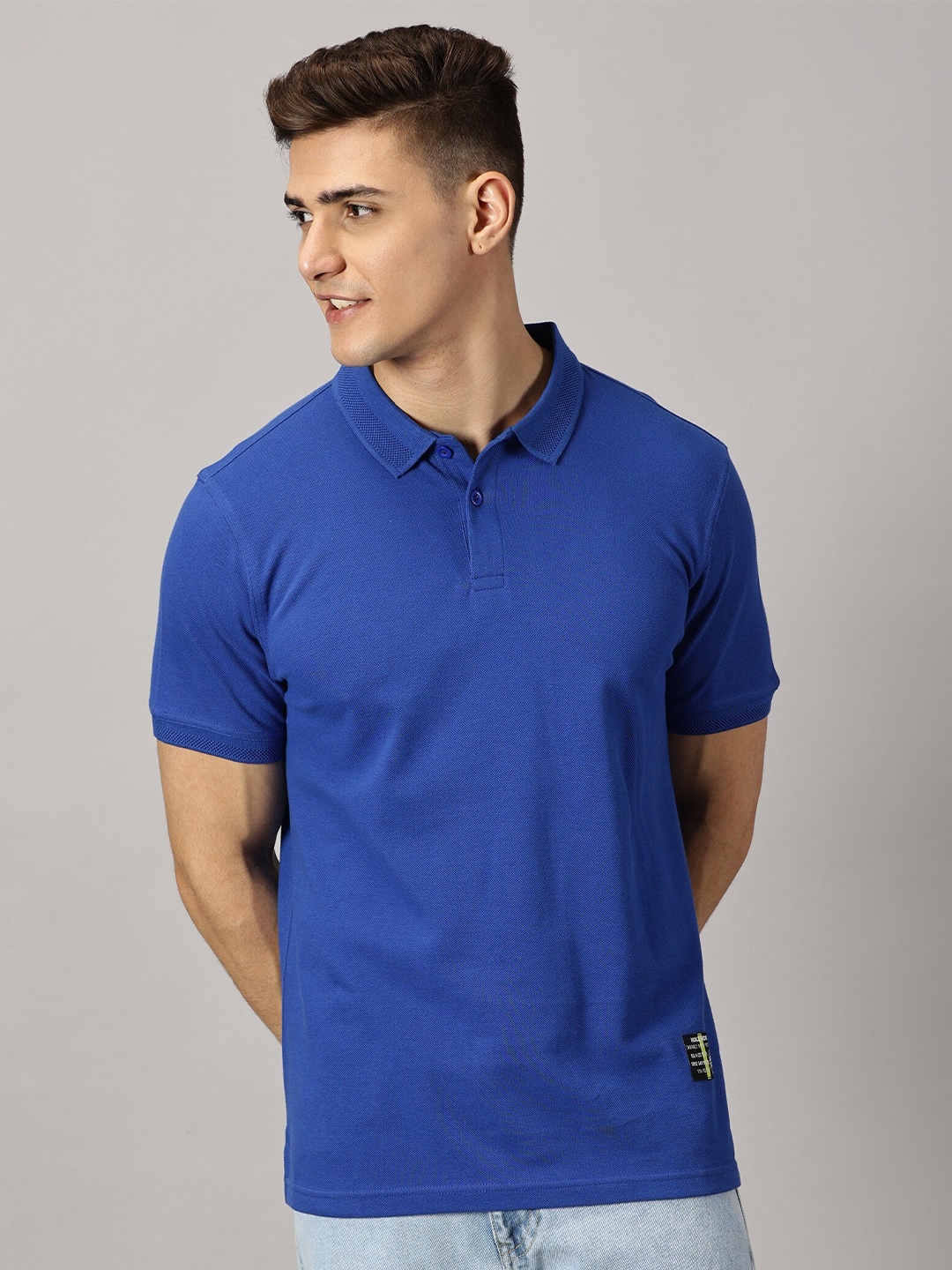 

THE HOLLANDER Polo Collar Pure Cotton T-shirt, Blue