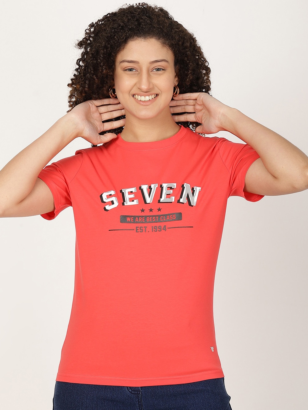 

FUTURO Typography Printed T-shirt, Coral