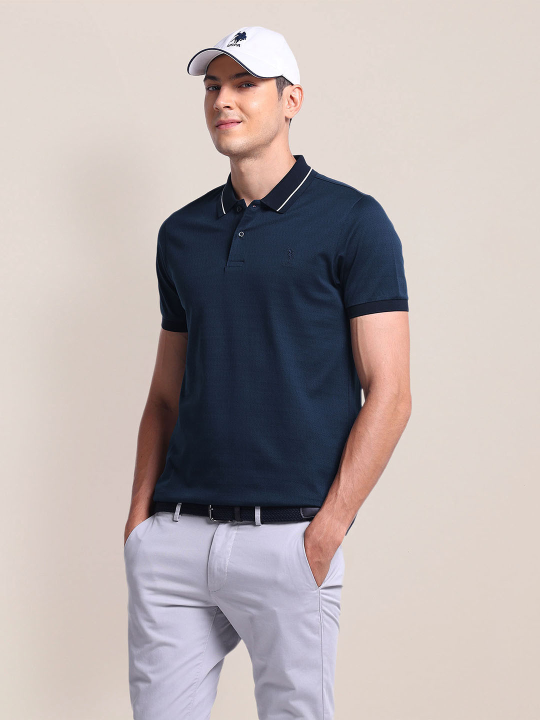 

U.S. Polo Assn. Polo Collar Short Sleeves Slim Fit T-shirt, Blue