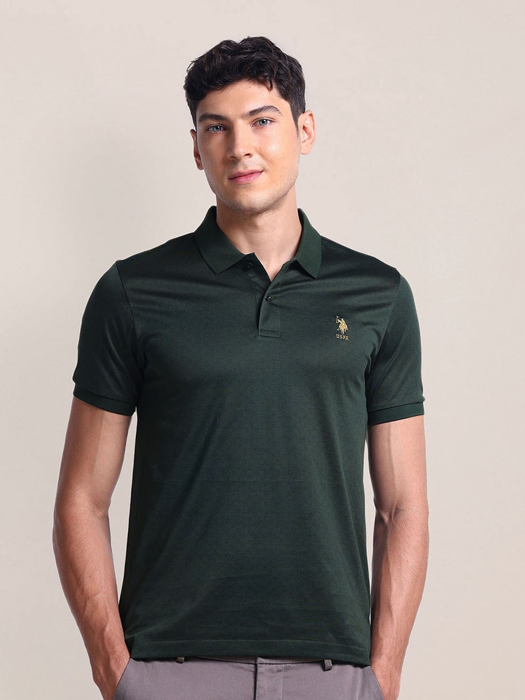 

U.S. Polo Assn. Polo Collar Short Sleeves Slim Fit T-shirt, Green