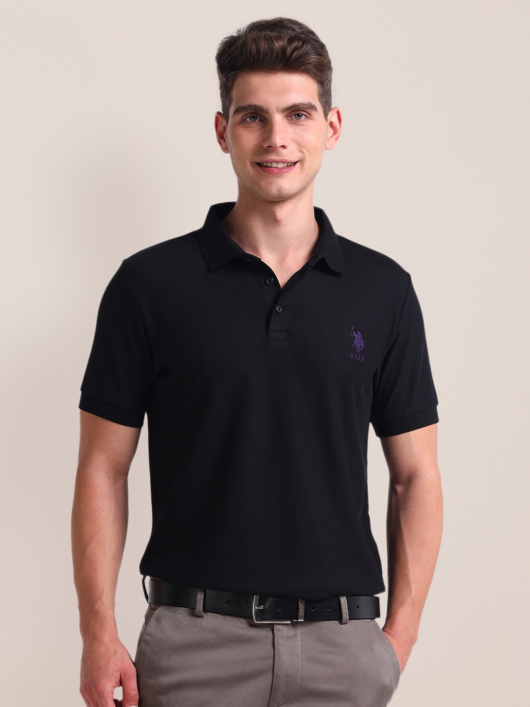 

U.S. Polo Assn. Polo Collar Slim Fit T-shirt, Black