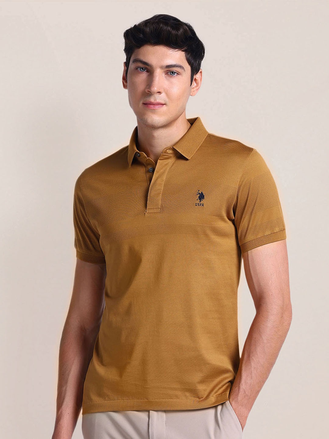 

U.S. Polo Assn. Polo Collar Short Sleeves Slim Fit T-shirt, Yellow