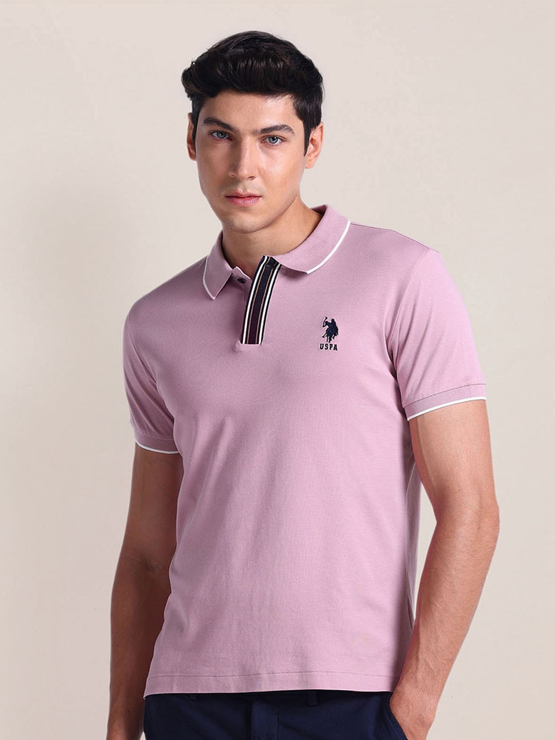 

U.S. Polo Assn. Polo Collar Short Sleeves Slim Fit T-shirt, Pink