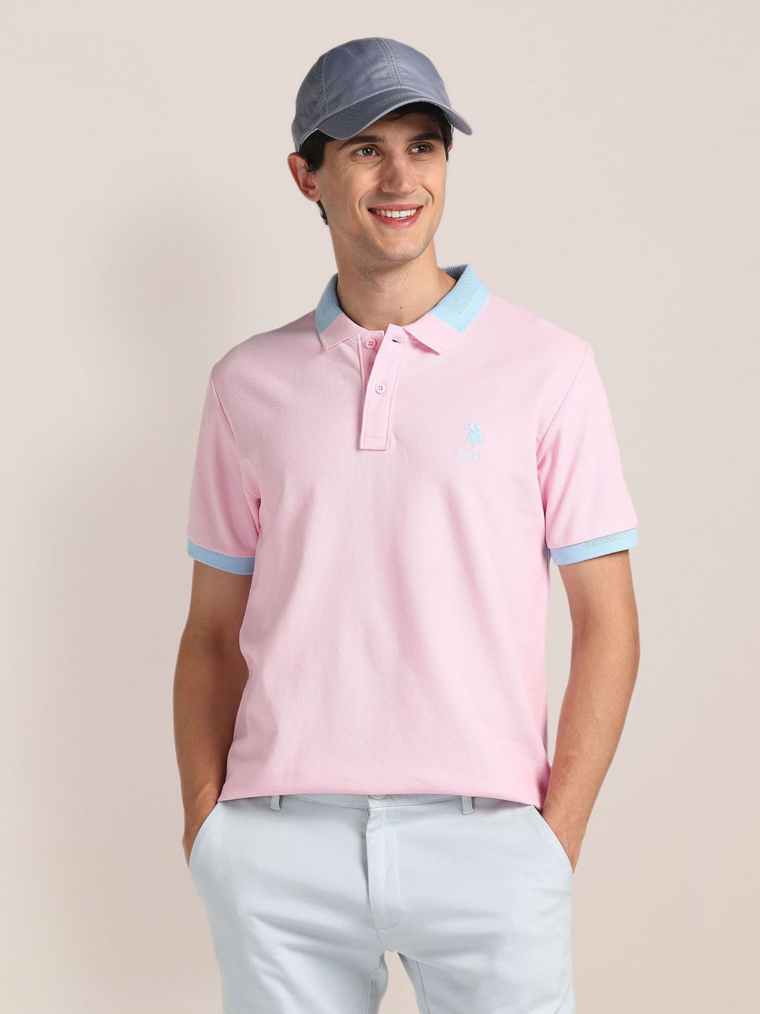 

U.S. Polo Assn. Polo Collar Short Sleeves Slim Fit T-shirt, Pink