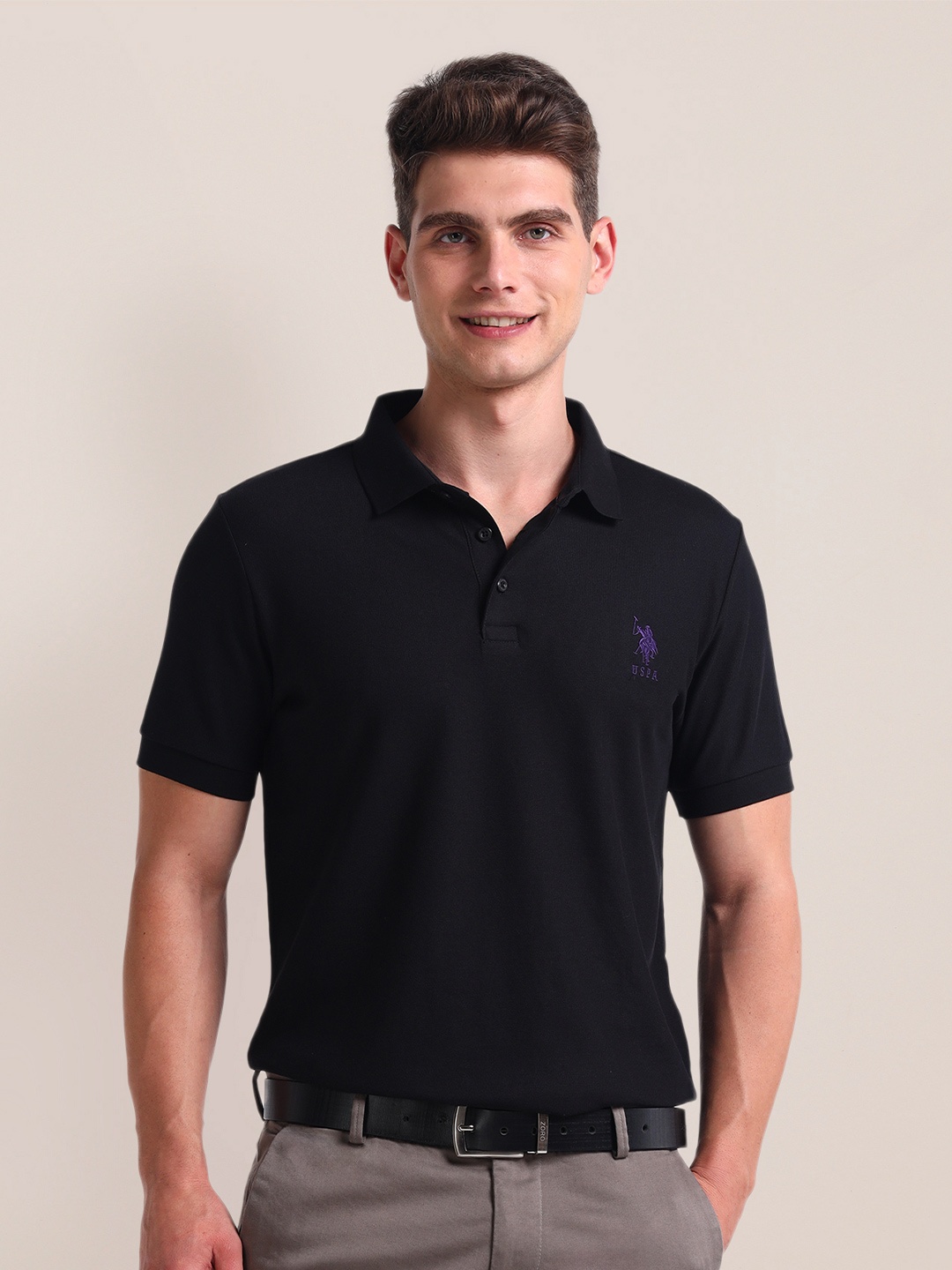 

U.S. Polo Assn. Polo Collar Slim Fit T-shirt, Black