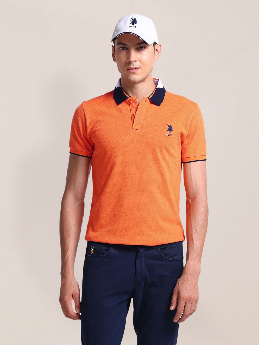 

U.S. Polo Assn. Polo Collar Short Sleeves Slim Fit T-shirt, Orange