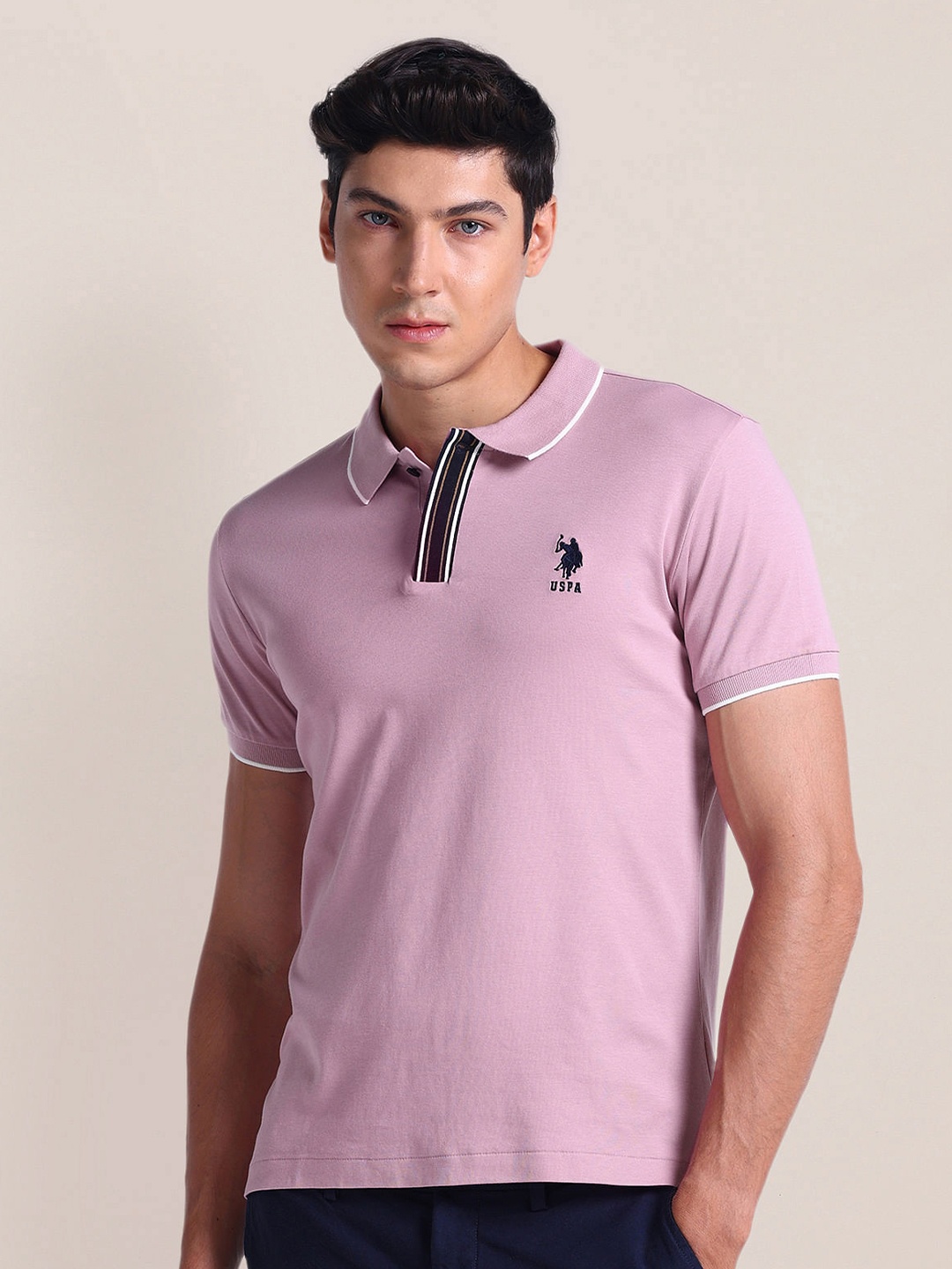 

U.S. Polo Assn. Polo Collar Short Sleeves Slim Fit T-shirt, Pink