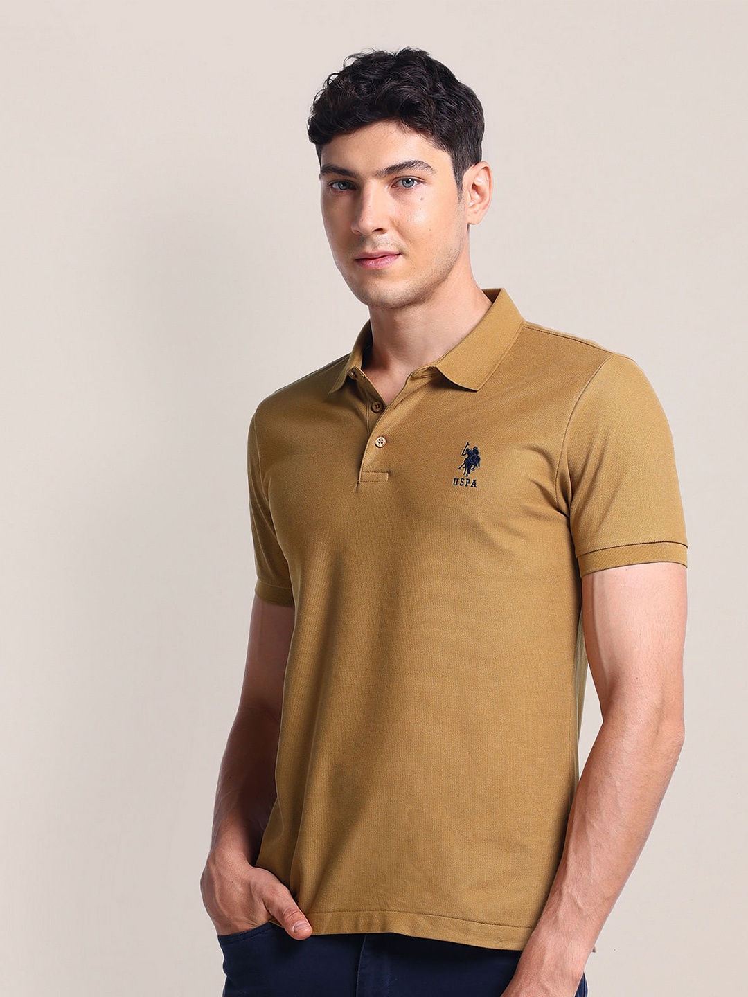 

U.S. Polo Assn. Polo Collar Short Sleeves Slim Fit T-shirt, Yellow