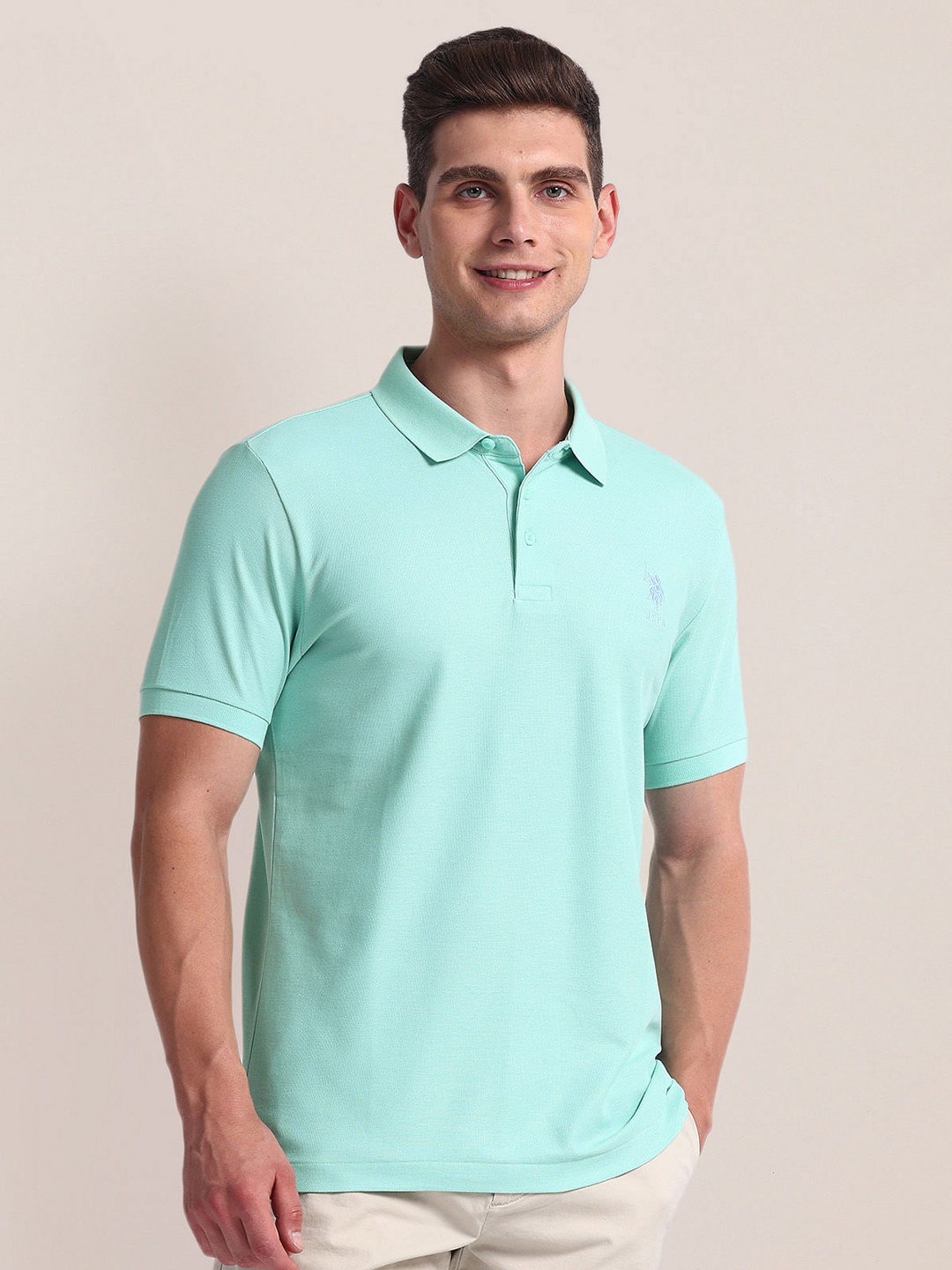 

U.S. Polo Assn. Polo Collar Short Sleeves Cotton Slim Fit T-shirt, Blue