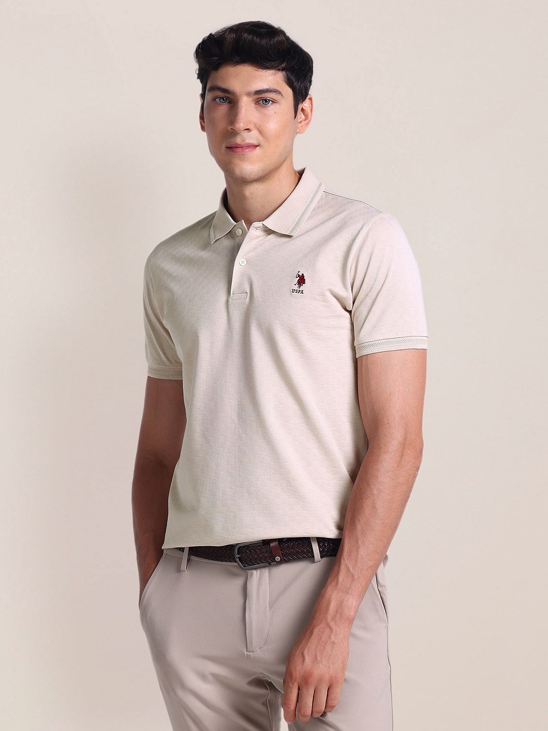 

U.S. Polo Assn. Polo Collar Slim Fit T-shirt, Beige