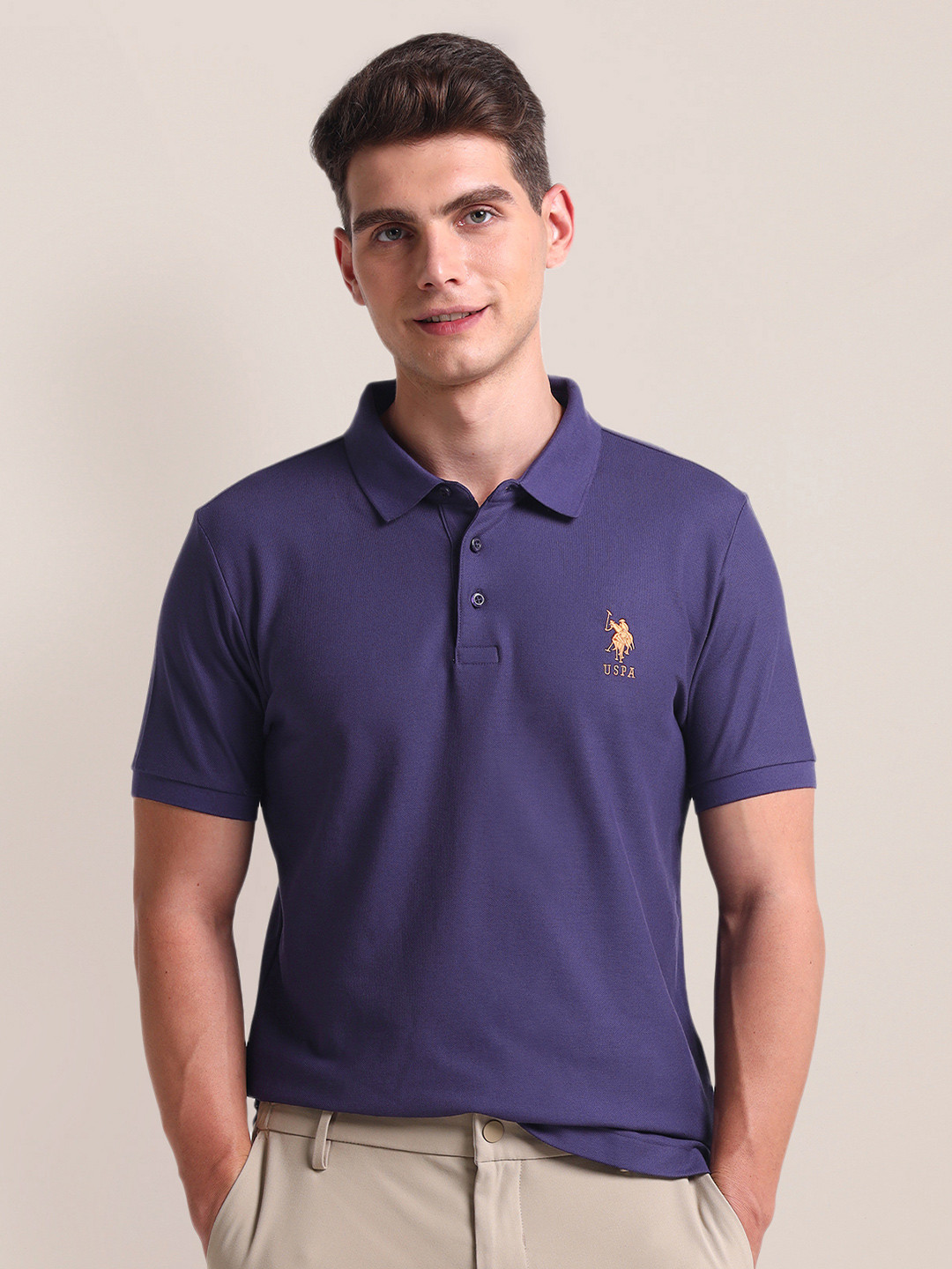 

U.S. Polo Assn. Polo Collar Short Sleeves Cotton Slim Fit T-shirt, Purple