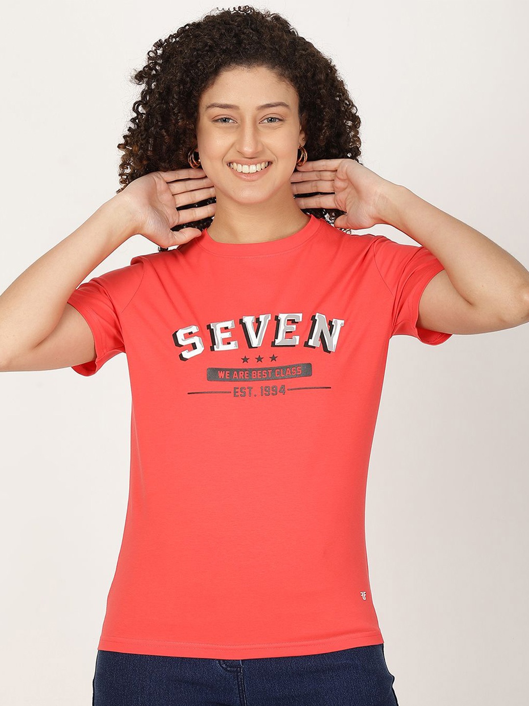 

FUTURO Typography Printed T-shirt, Coral