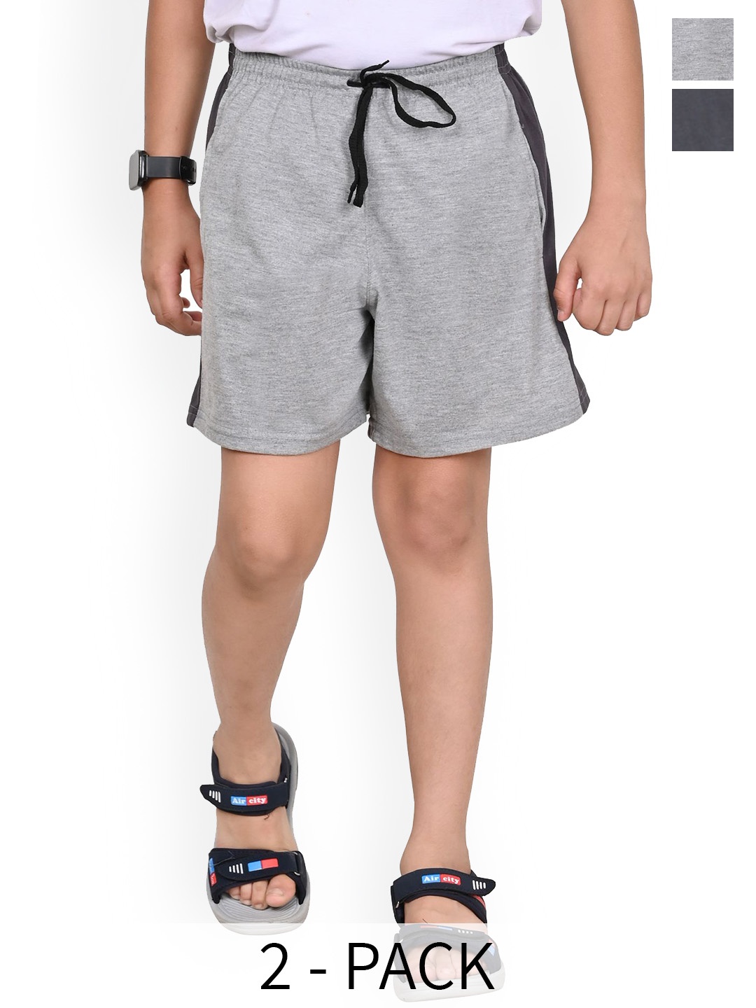 

BAESD Pack Of 2 Boys Solid High-Rise Shorts, Multi
