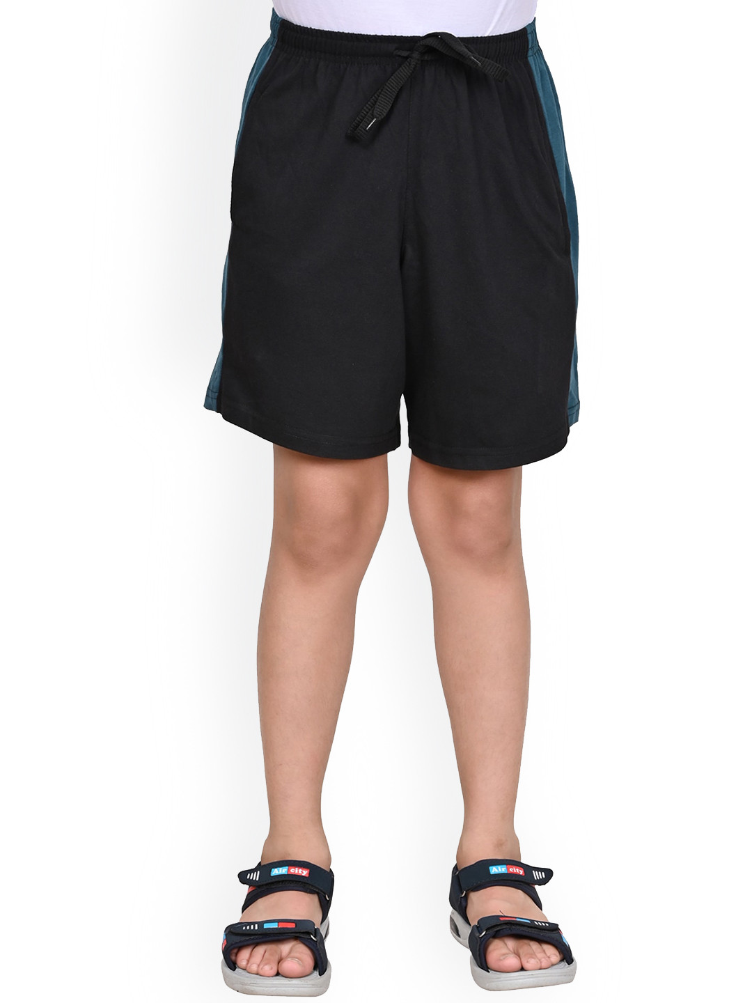 

BAESD Boys Cotton Solid Side Patta High-Rise Shorts, Black