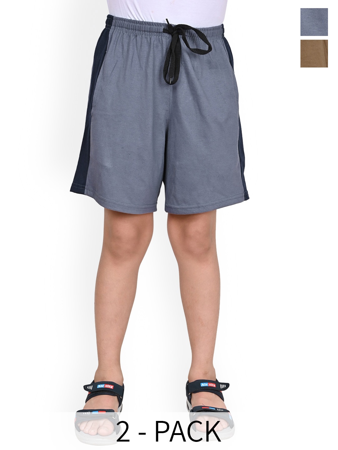 

BAESD Pack Of 2 Solid Boys High-Rise Shorts, Multi