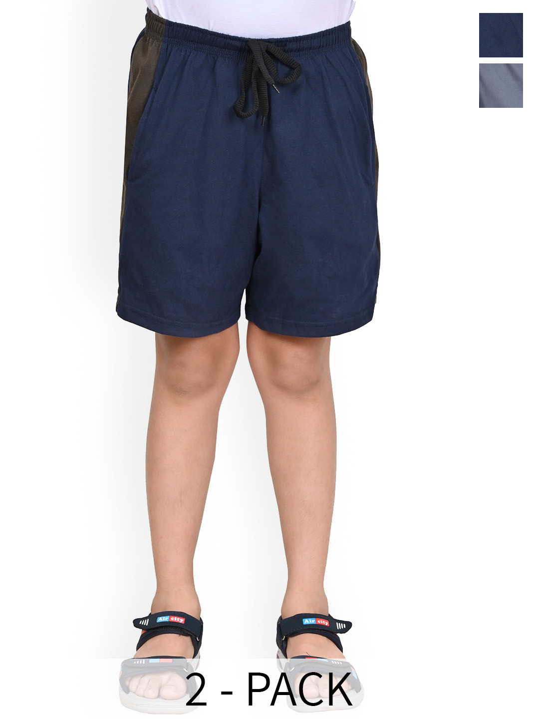 

BAESD Boys Pack Of 2 Cotton Regular Fit High-Rise Shorts, Blue