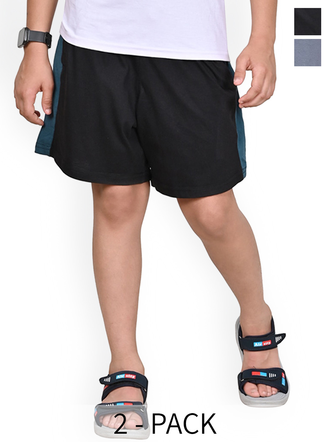 

BAESD Pack Of 2 Boys Solid High-Rise Shorts, Multi