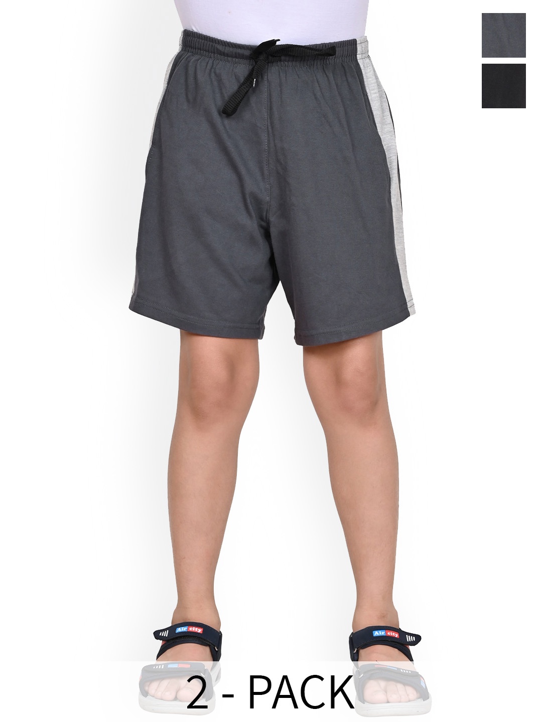 

BAESD Boys Pack Of 2 Cotton Regular Fit High-Rise Shorts, Black