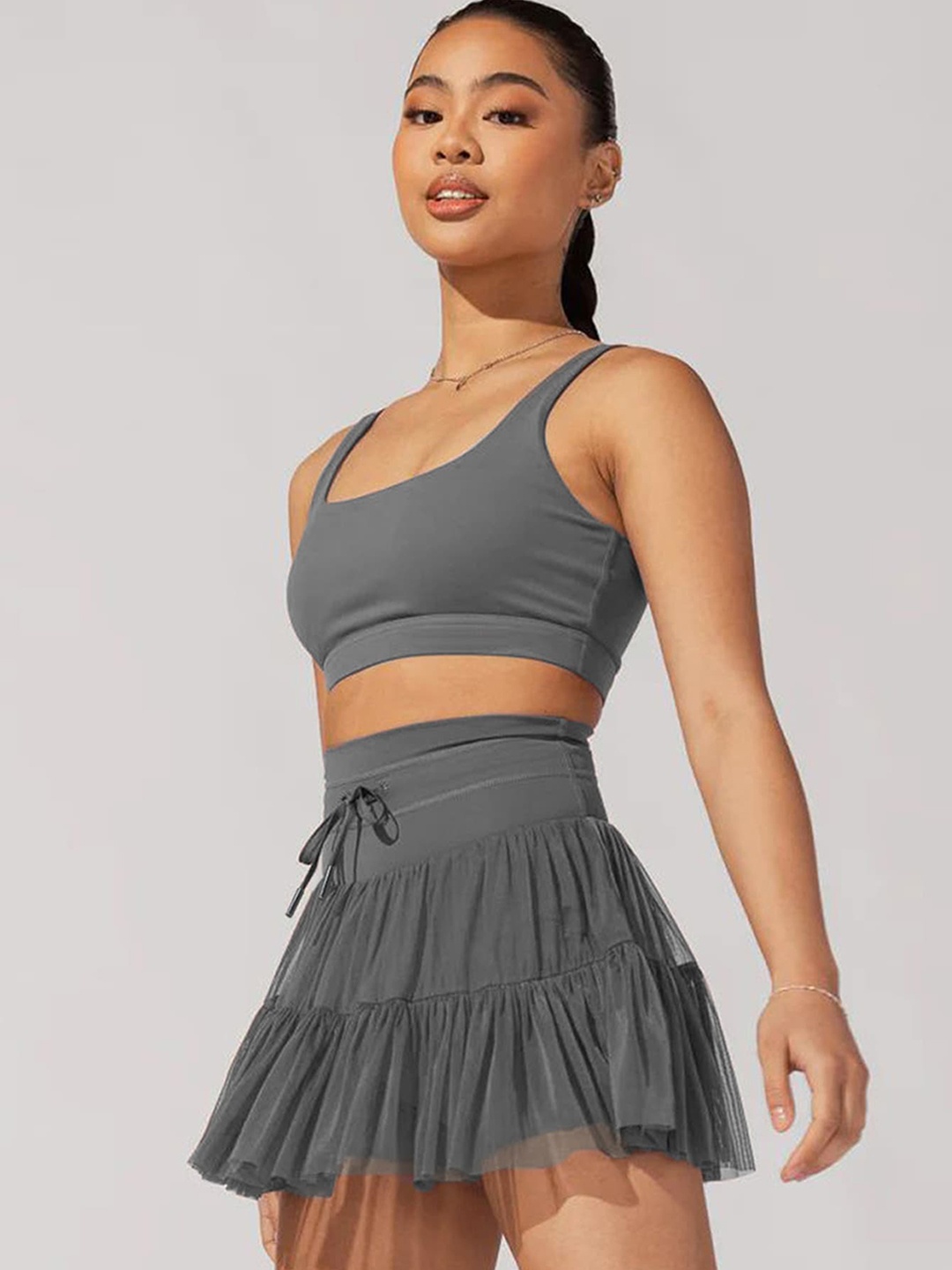 

LULU & SKY Flared Mini Skirt, Grey