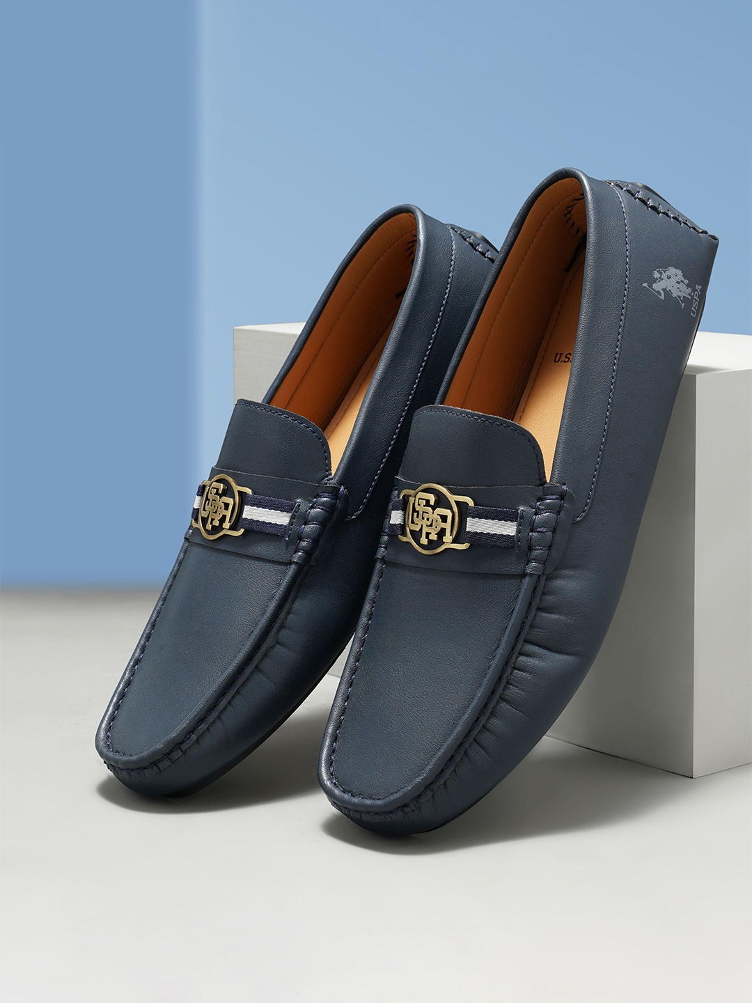 

U.S. Polo Assn. Men Textured PU Loafers, Navy blue