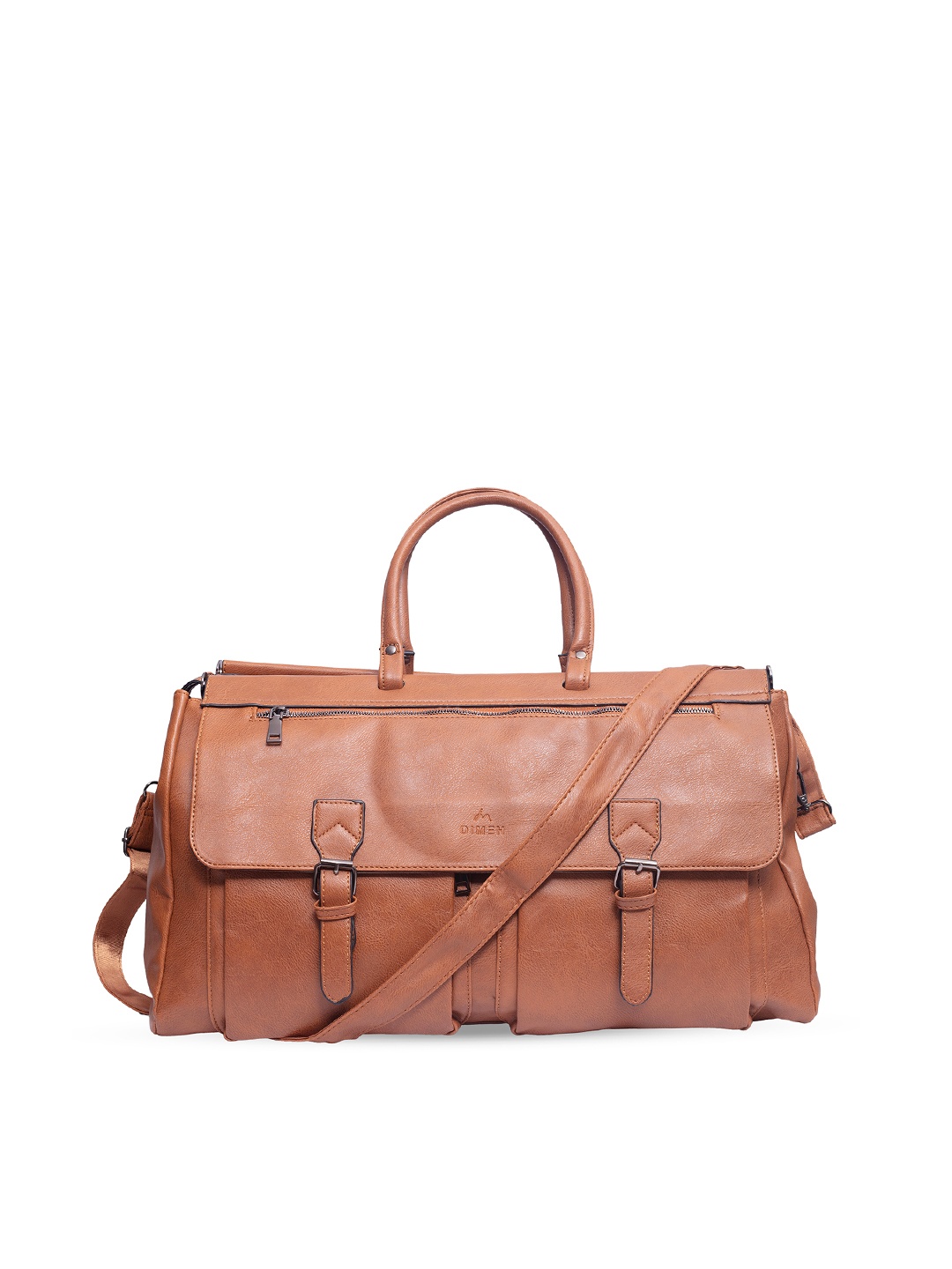 

DIMEH Vintage Unisex Large Foldable Leather Casual Duffel Bag, Tan