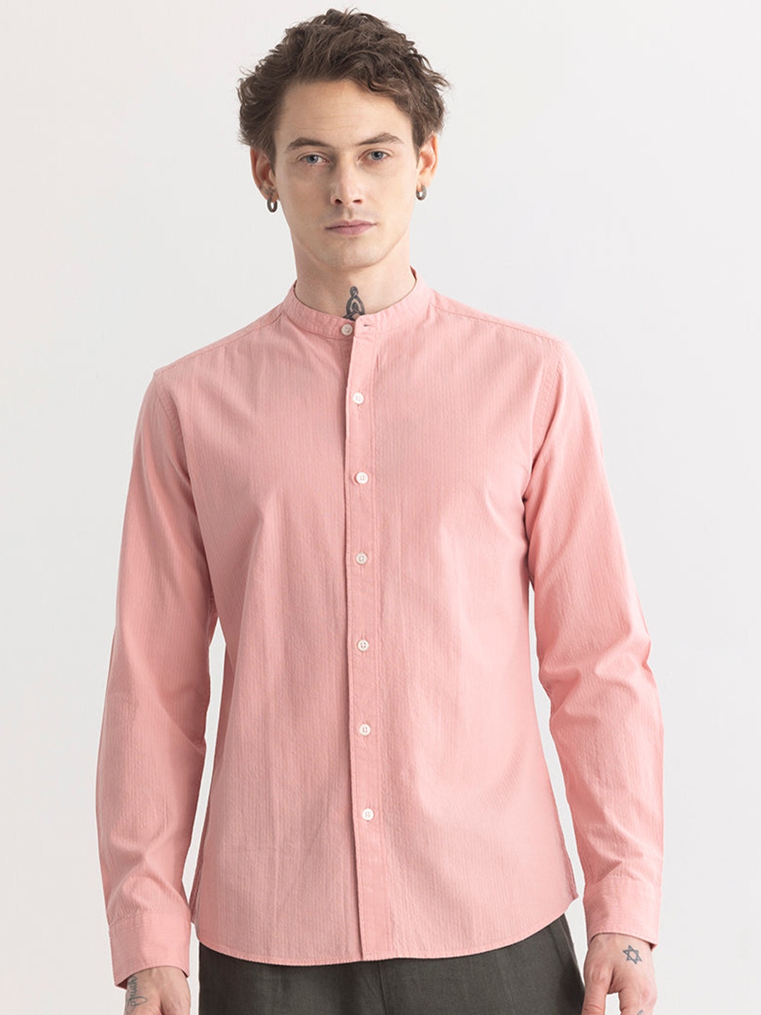 

Snitch Men Classic Slim Fit Opaque Casual Shirt, Pink