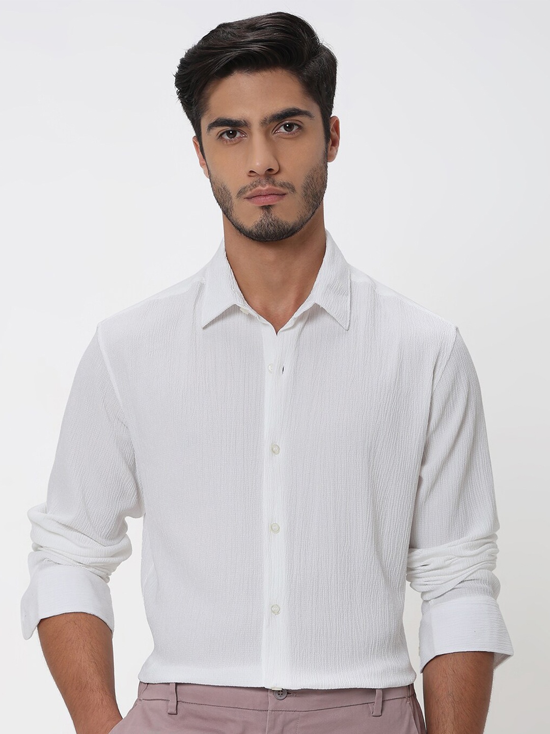 

Mufti Slim Fit Textured Opaque Casual Shirt, White