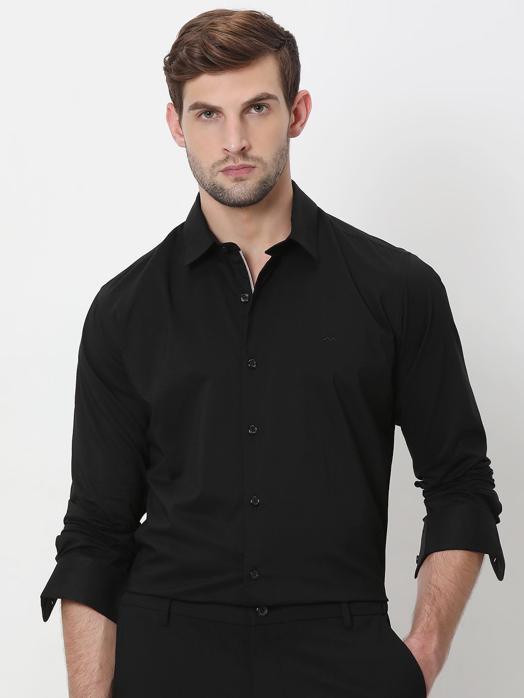 

Mufti Slim Fit Opaque Cotton Casual Shirt, Black