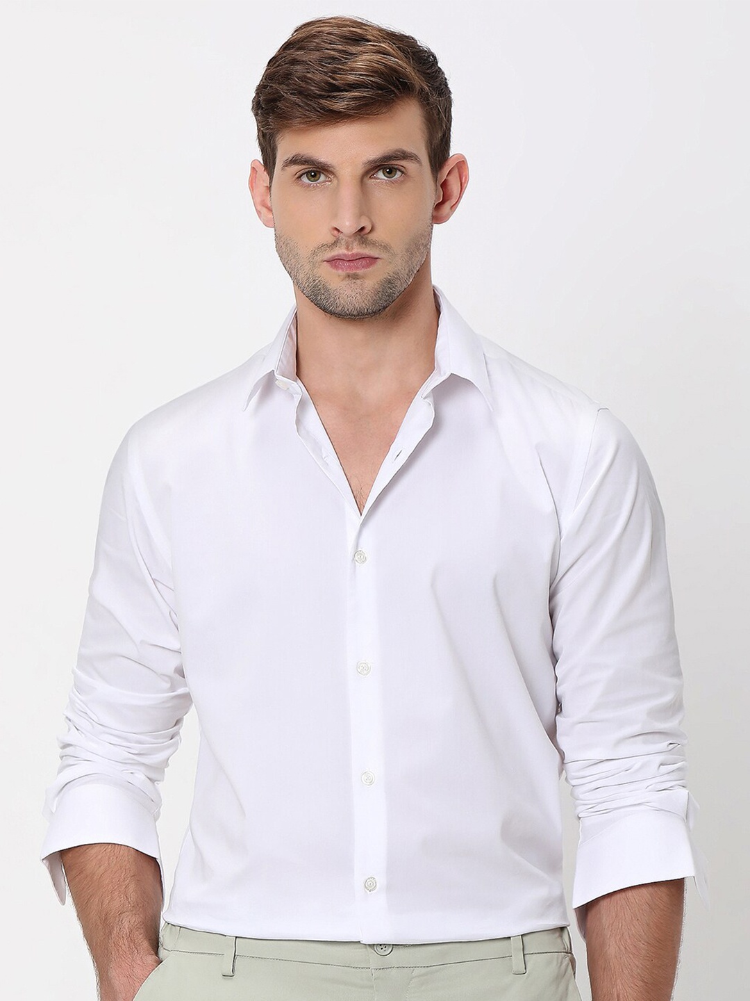 

Mufti Slim Fit Opaque Cotton Casual Shirt, White