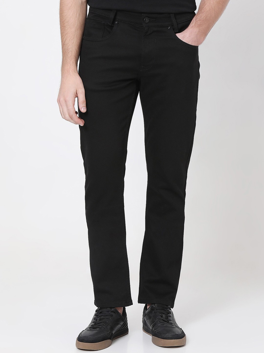 

Mufti Men Straight Fit Stretchable Denim Jeans, Black