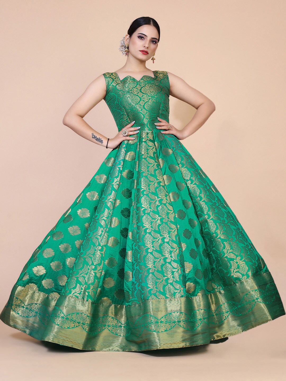 

PRANZ CREATION Floral Print Jacquard Maxi Dress, Green