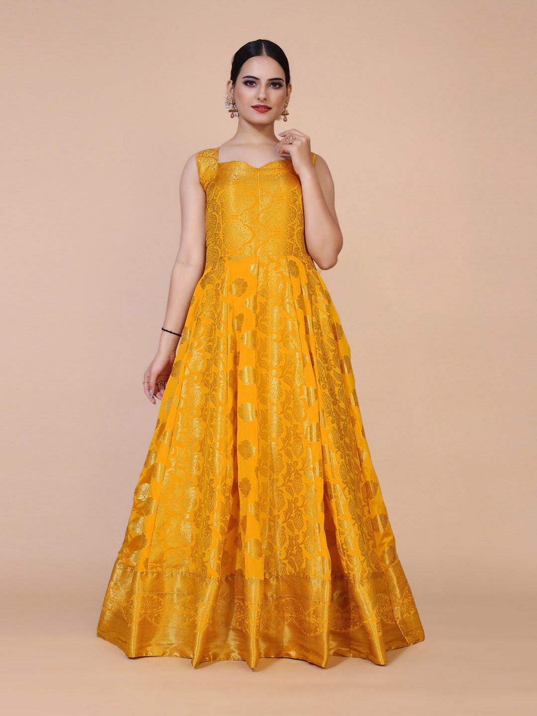 

PRANZ CREATION Floral Print Jacquard Maxi Dress, Yellow