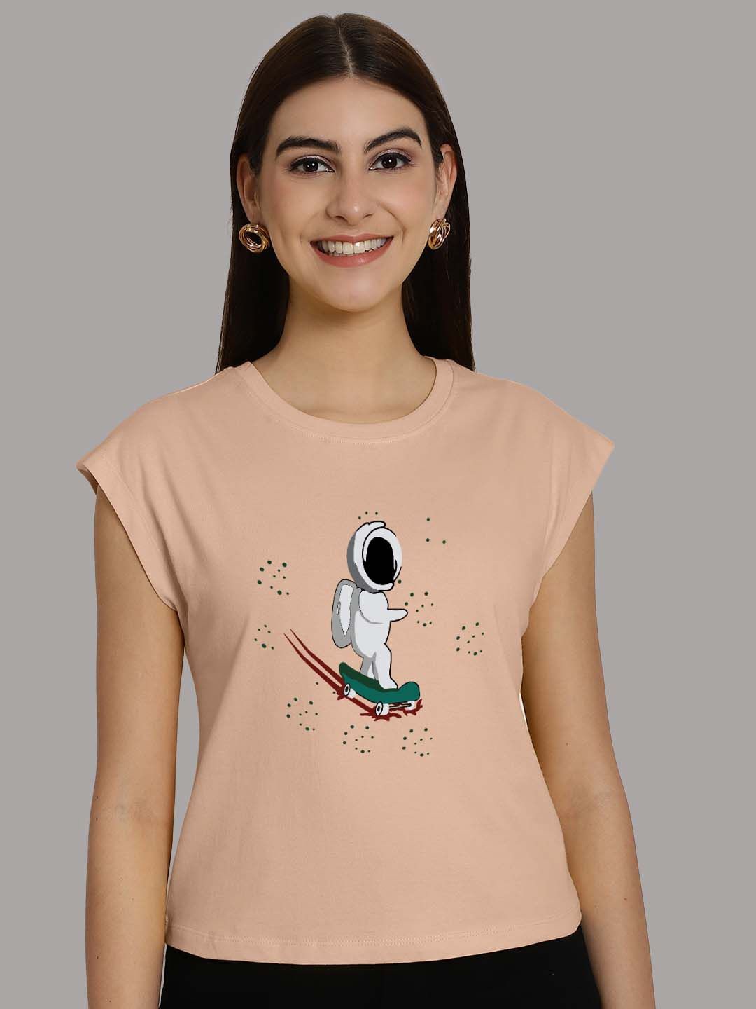 

Friskers Graphic Printed Extended Sleeves Pure Cotton Regular T-shirt, Coral
