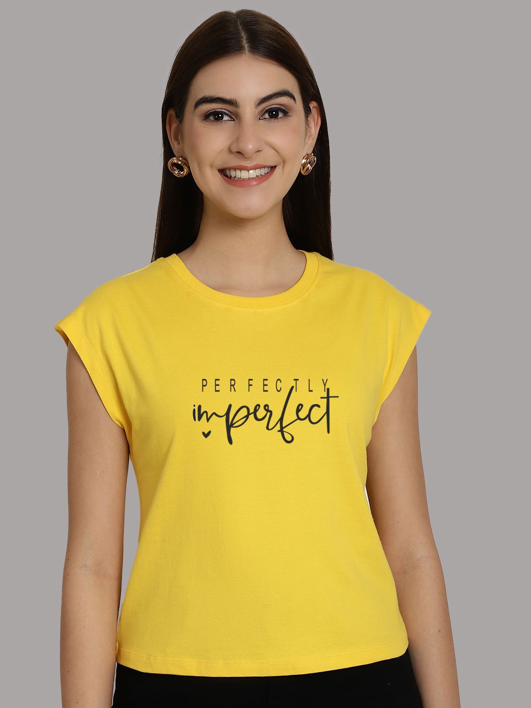 

Friskers Typography Printed Round Neck Extended Sleeves Pure Cotton Tshirt, Yellow