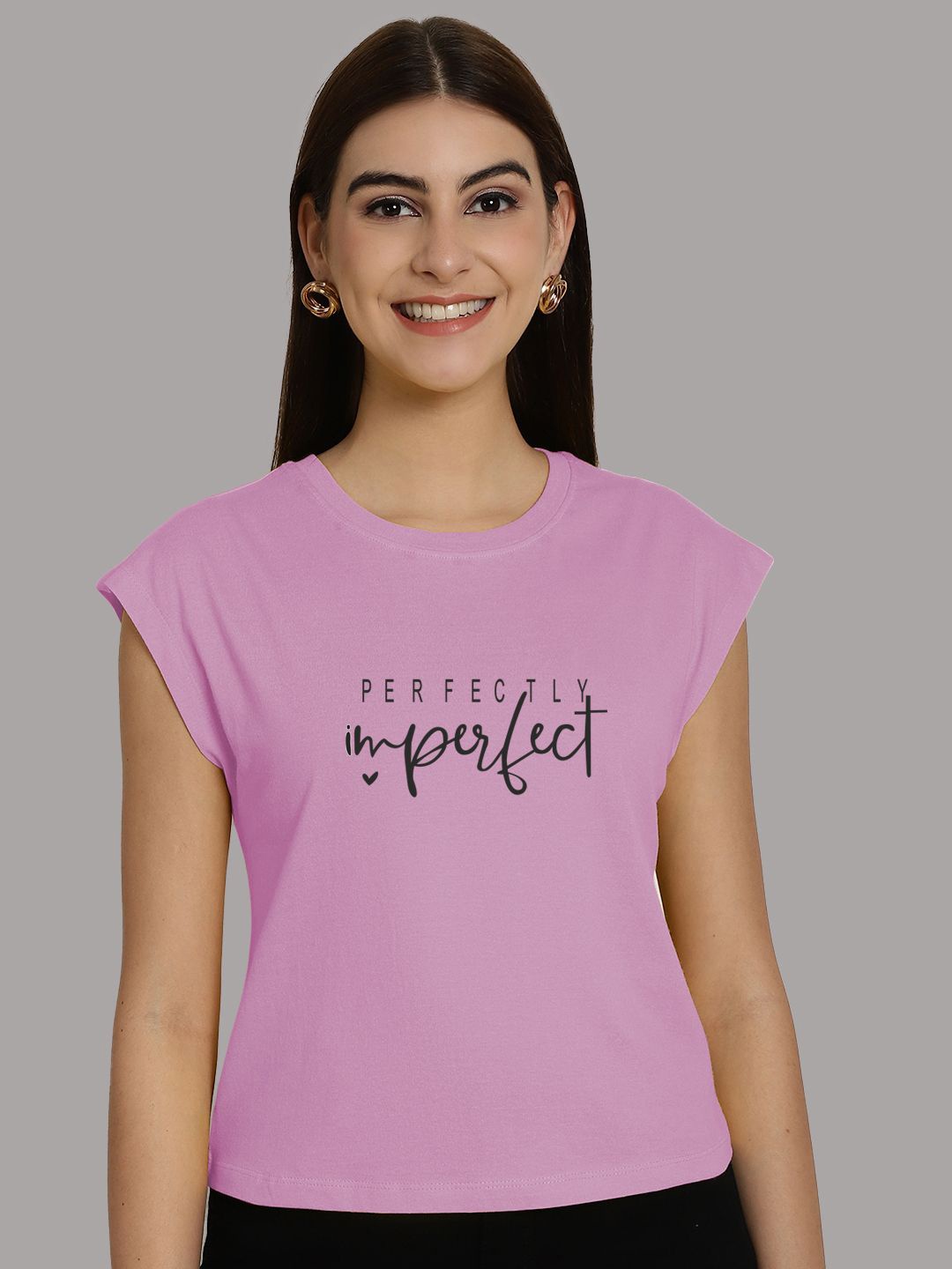 Friskers Typography Printed Extended Sleeves Pure Cotton Regular T-shirt, Purple