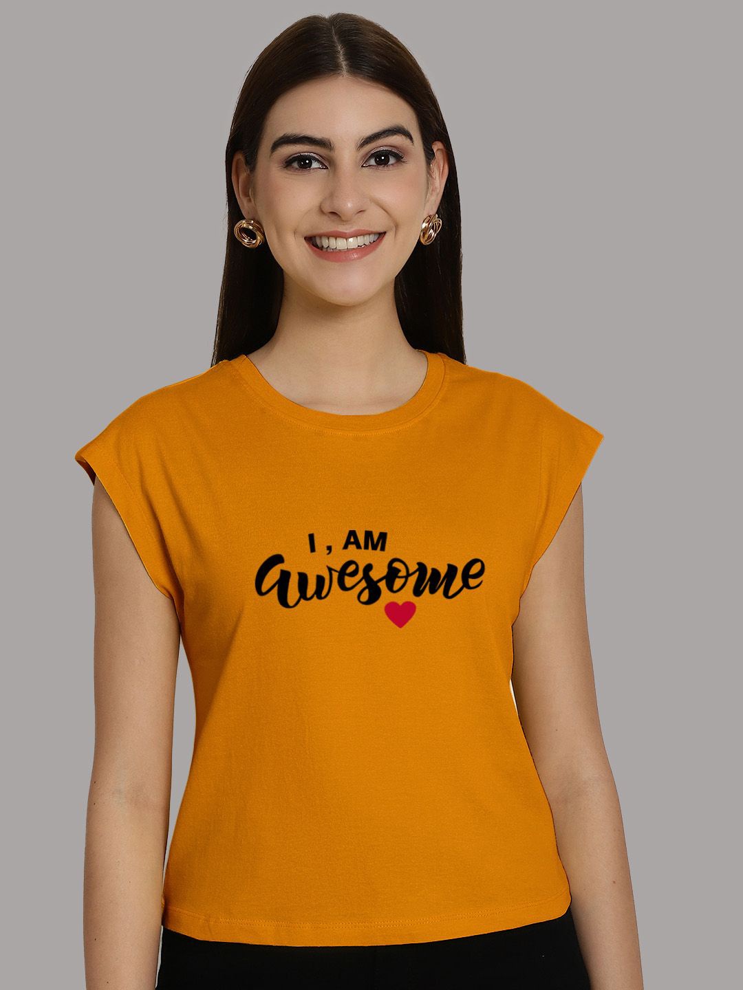 

Friskers Typography Printed Extended Sleeves Pure Cotton Regular T-shirt, Mustard