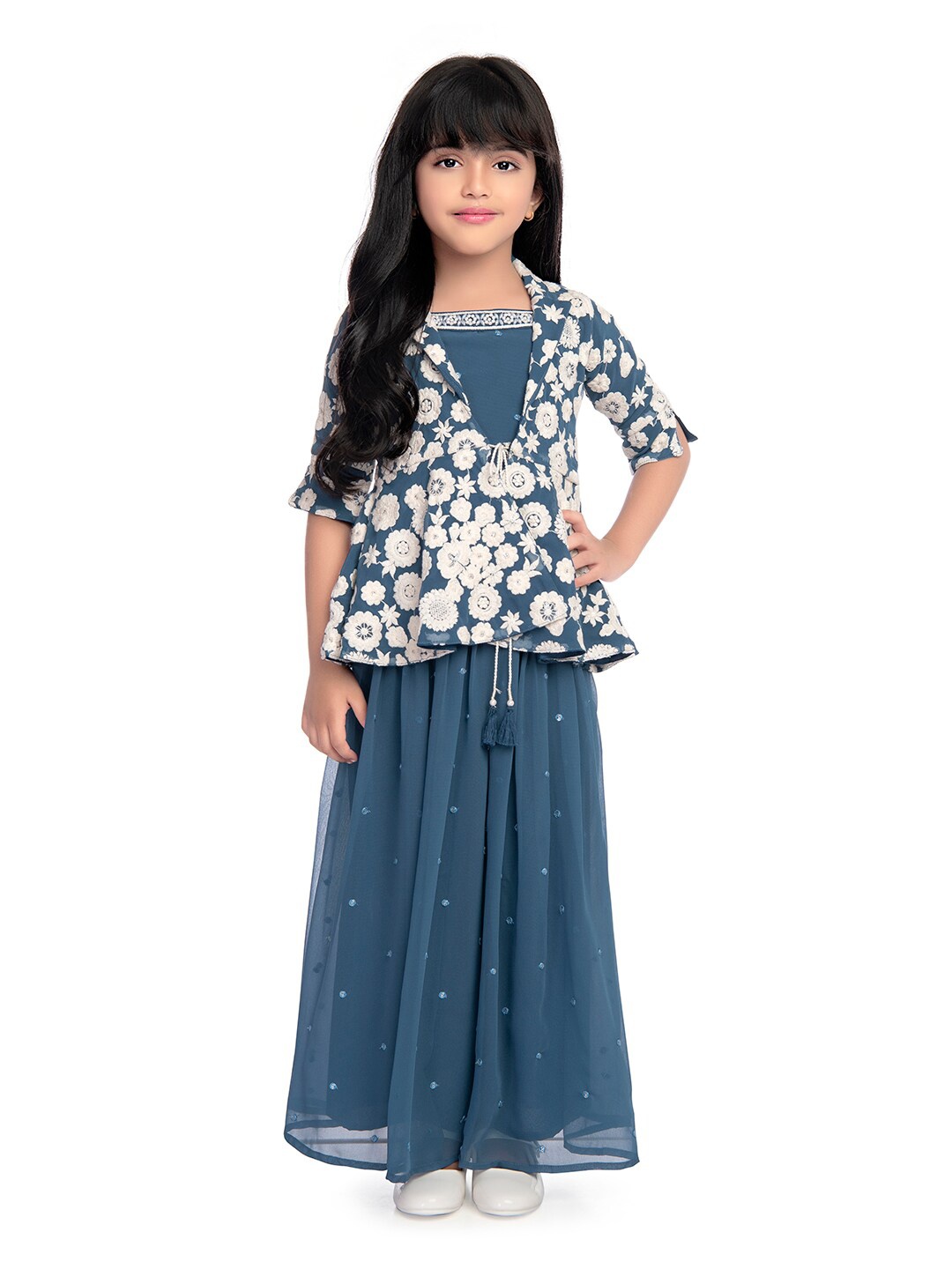 BETTY Girls Top and Skirt with Jacket, Blue