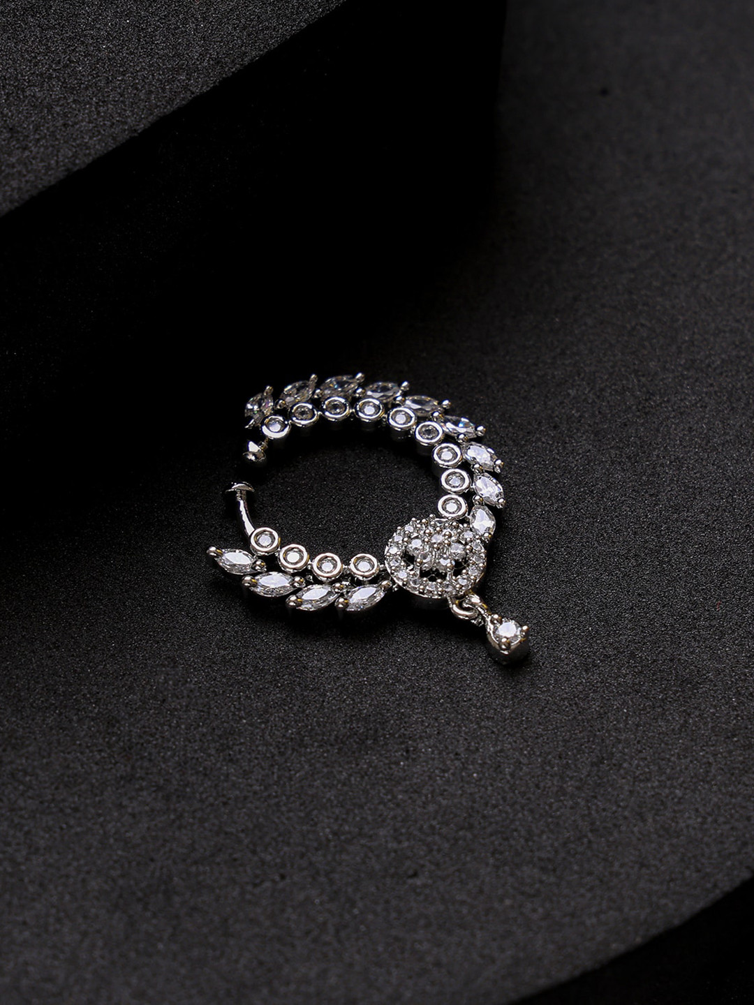 

Mali Fionna Silver-Plated Cubic Zirconia AD Stone Ring Nosepin