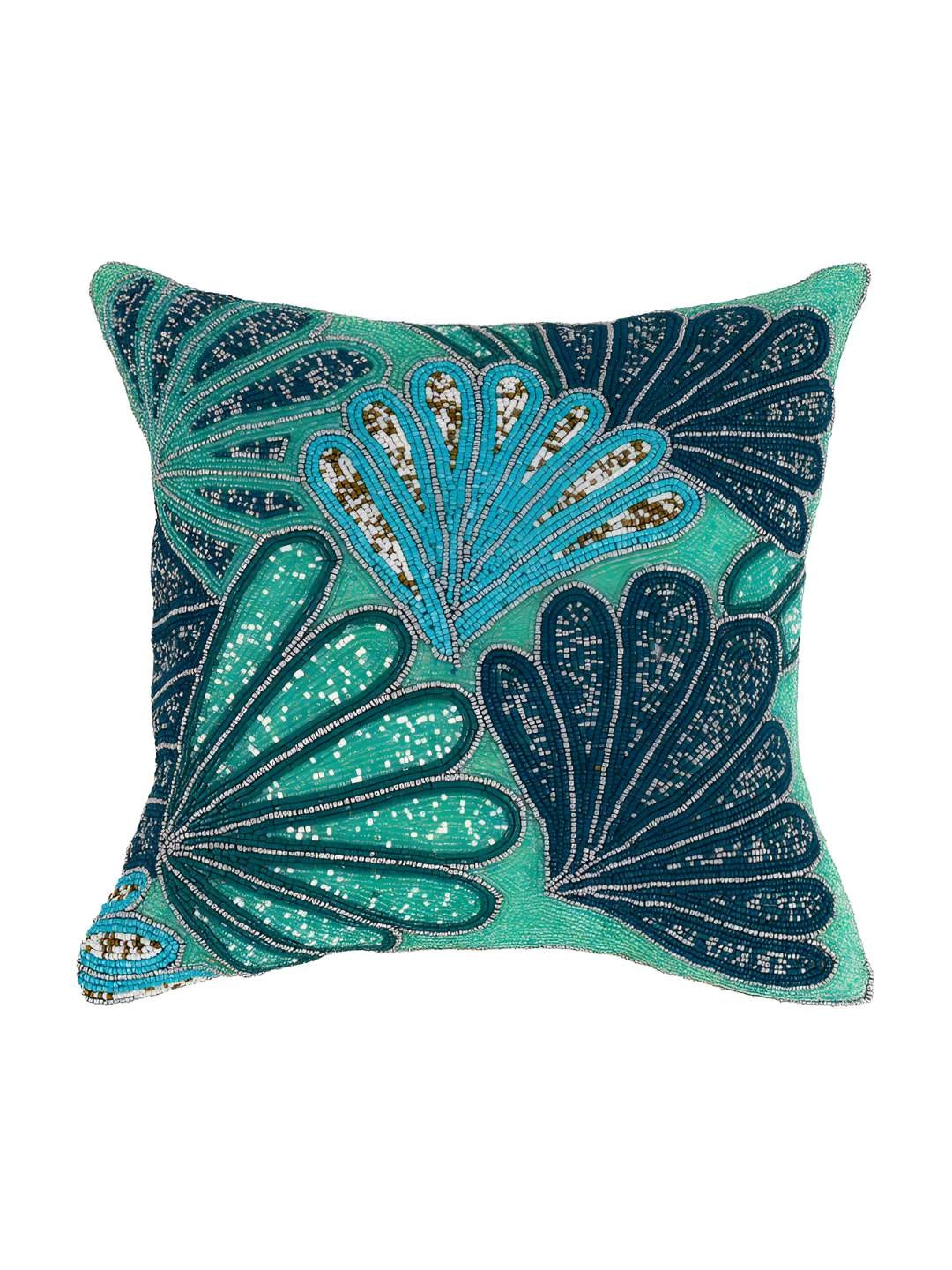 

PURINA'S Green & Navy Blue Ethnic Motifs Square Cushion Covers